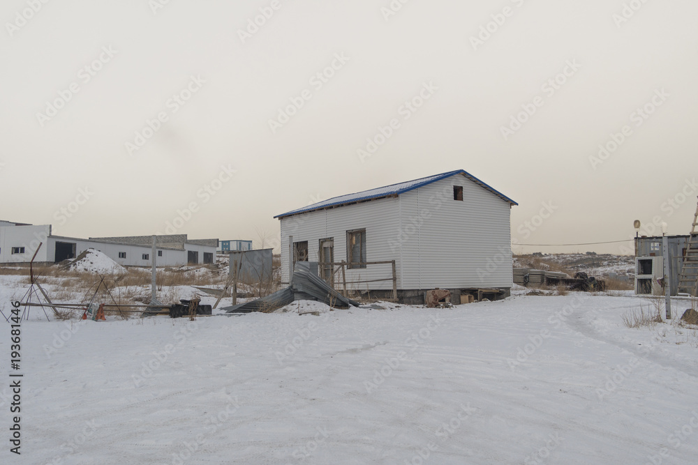 Abandoned unfinished buildings. Infrastructure. Desolation. City outskirts Abandoned unfinished buildings. Infrastructure. Desolation. City outskirts