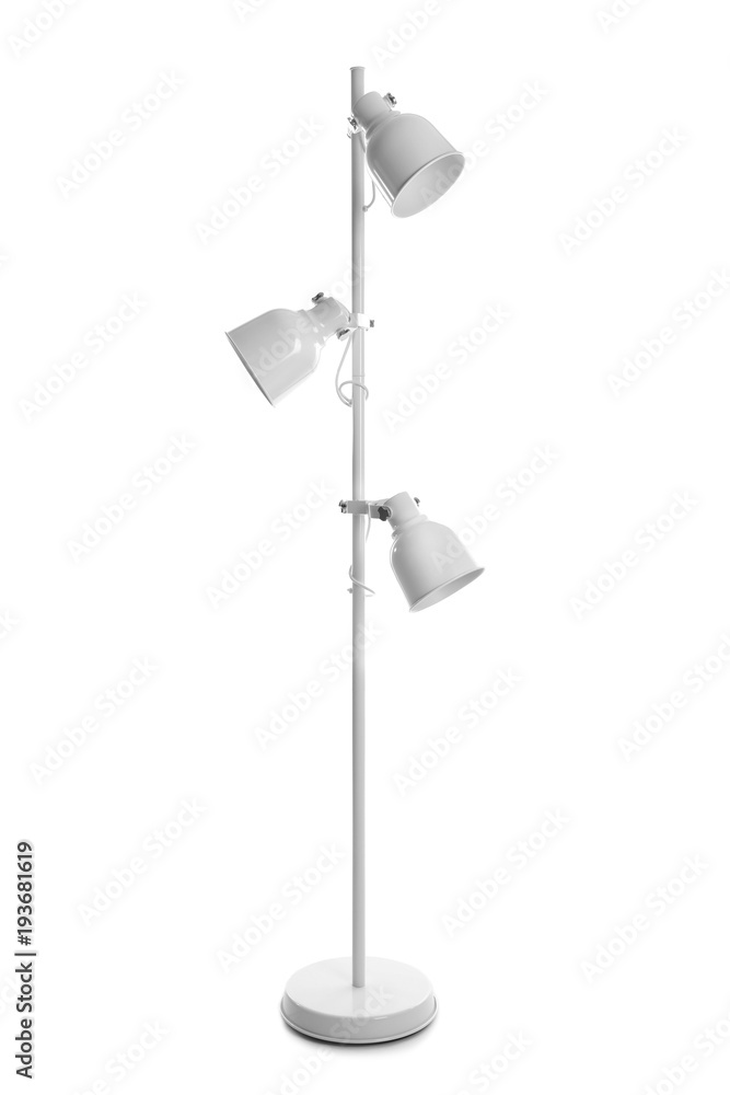 Stylish floor lamp on white background Stylish floor lamp on white background