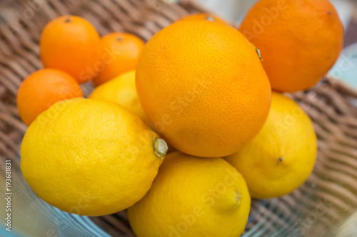 Fresh Orange Lemon and Cumquat in bowl