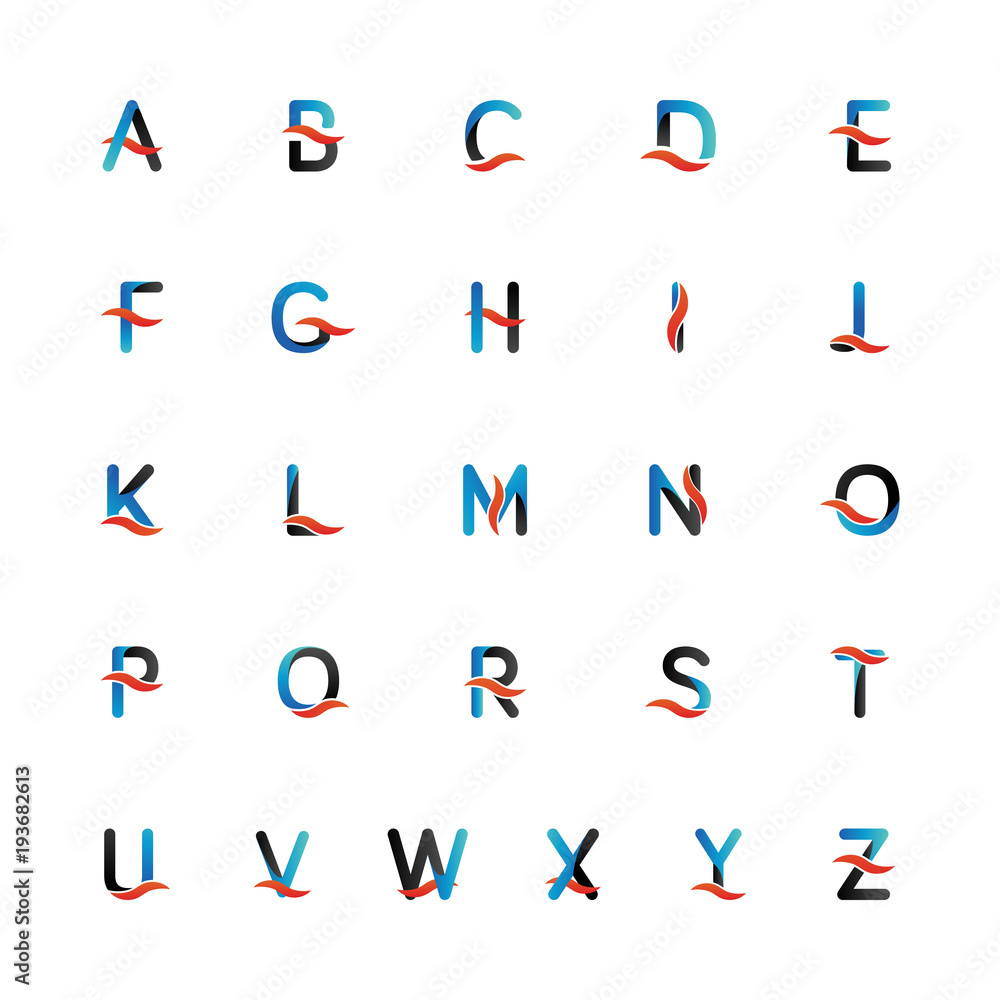Collection full alphabet from a to z as initial letter logo icon template