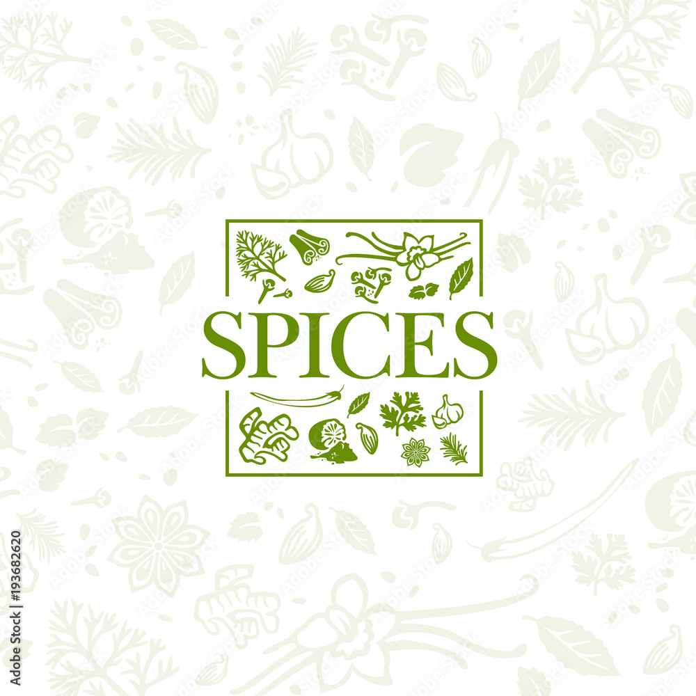 Spices Logo Concept Design. Food Vector Illustration Stock Vector -  Illustration of bowl, indian: 208489377