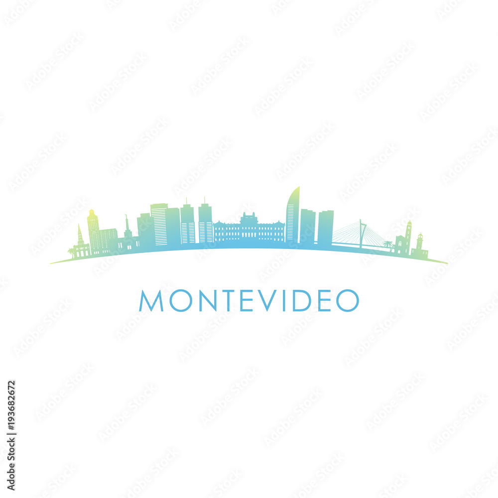 Montevideo skyline silhouette. Vector design colorful illustration.