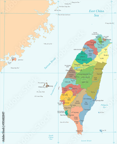 Taiwan Map - Detailed Vector Illustration
