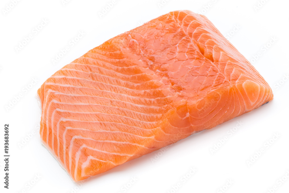 Fresh salmon fille with lachs on the white background. Fresh salmon fille with lachs on the white background.