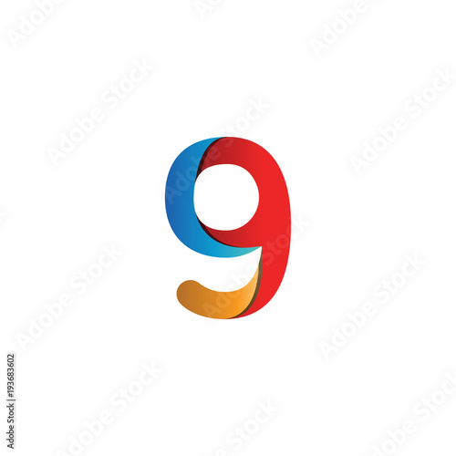 Colorful number 9 logo icon template vector