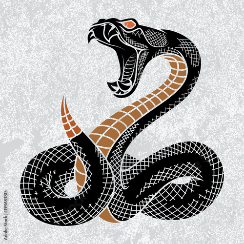 Viper snake in Ink technique, good for poster, sticker, tee shirt design.
