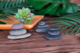 Pyramids of gray zen stones. Concept of harmony, balance and meditation, spa, massage, relax