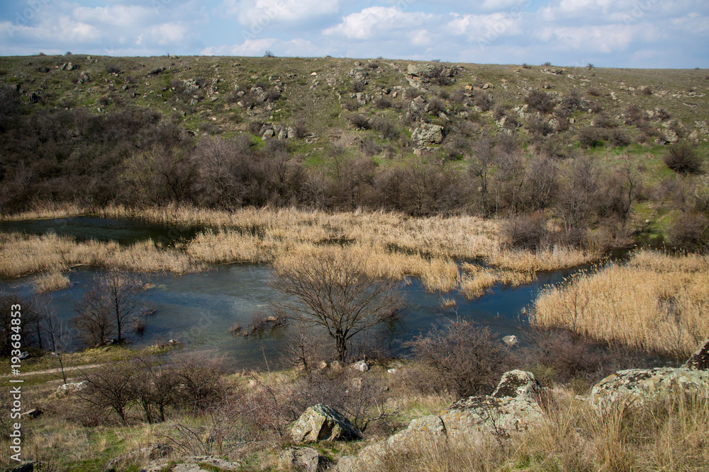 Mountain river waterfall