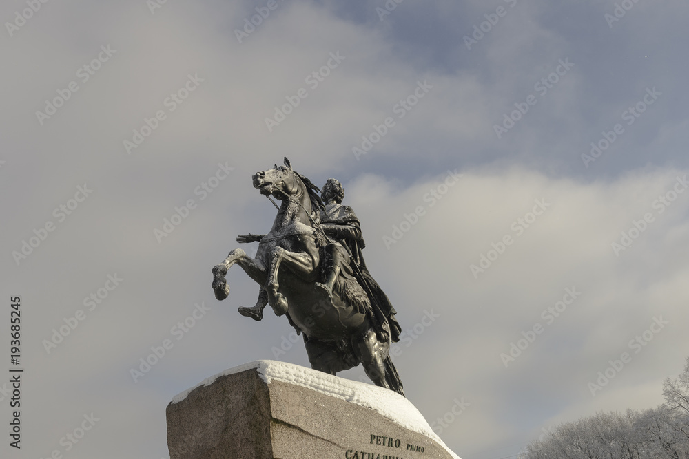 Bronze Horseman is an equestrian monument of Peter the Great in the Senate Square in Saint Petersburg, Russia.