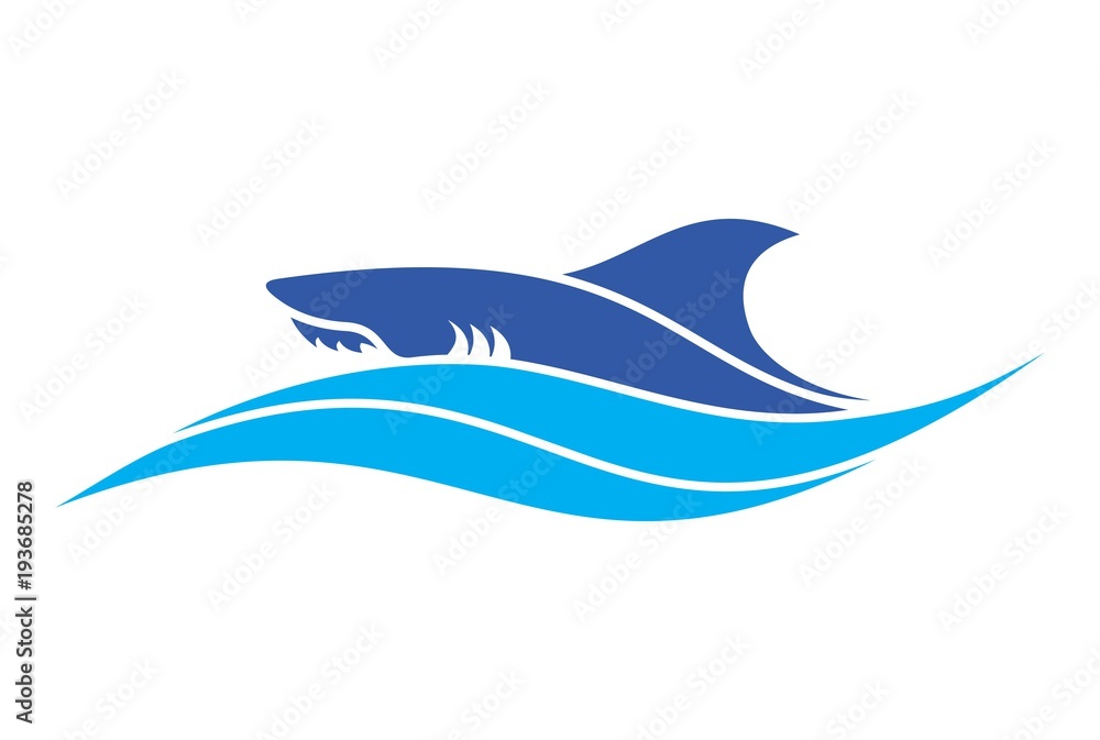 shark blue sea logo vector dsign