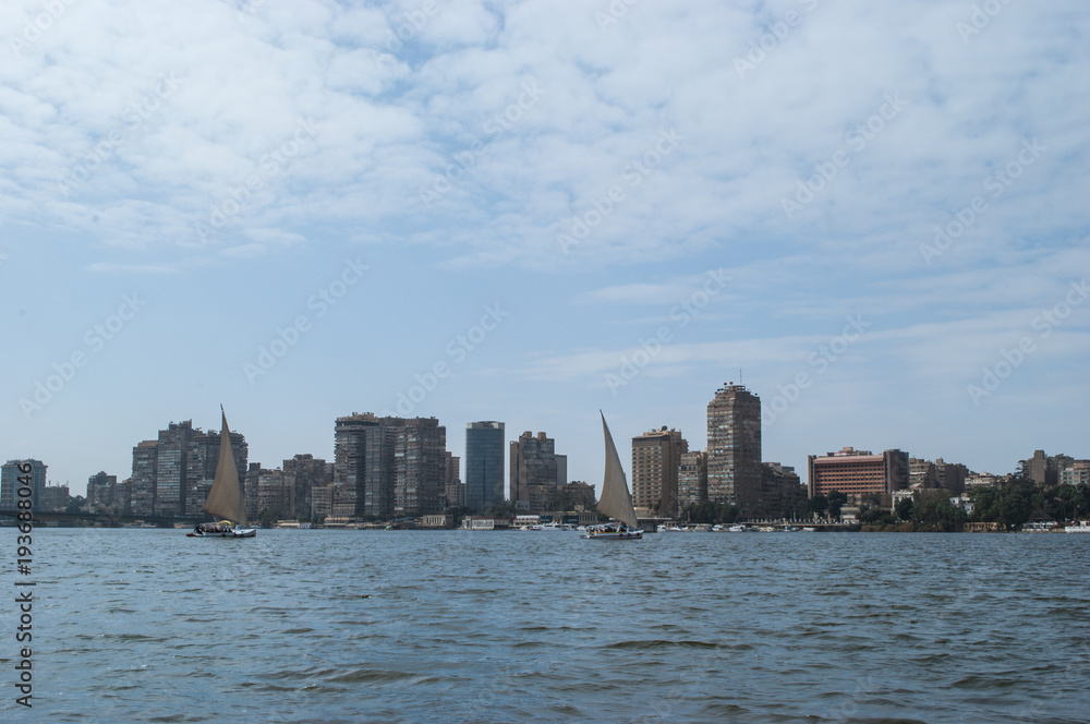Cairo Egypt capital boats blue sky