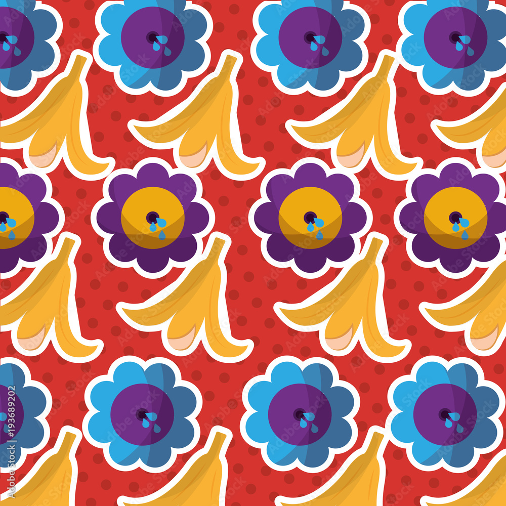fools day joke banana peel and flower pattern design vector illustration fools day joke banana peel and flower pattern design vector illustration
