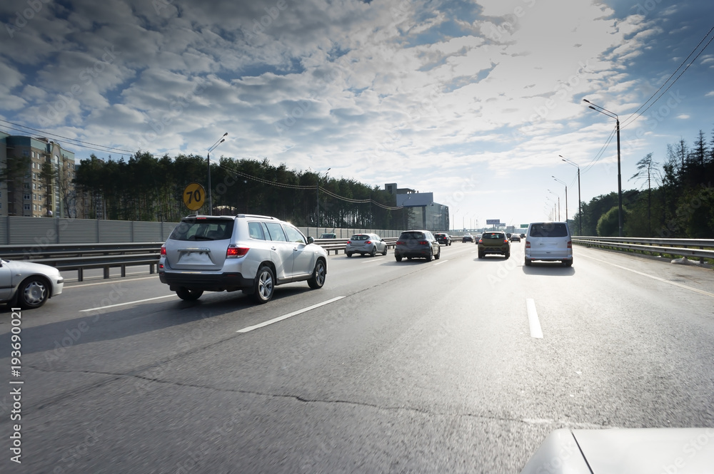 Traffic on highway with cars. Traffic on highway with cars.