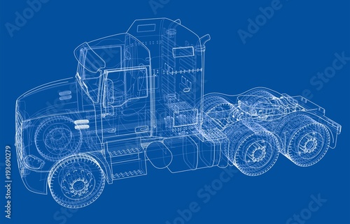 Concept truck. Vector rendering of 3d