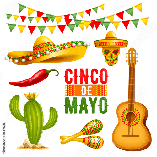Cinco de Mayo design elements set