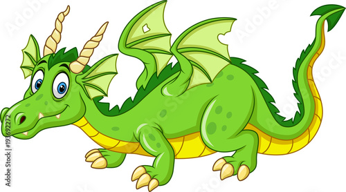 Cartoon dragon isolated on white bacground
