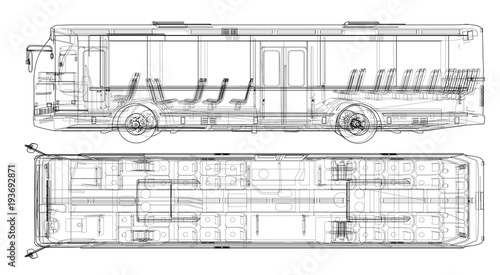 Concept city bus. Vector rendering of 3d