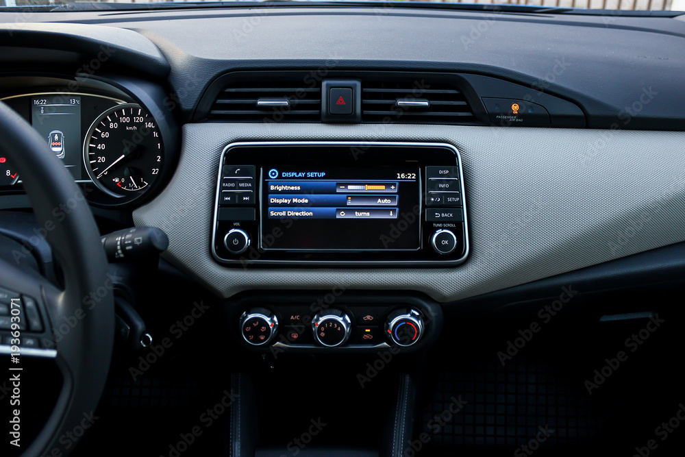 infotainment display of modern car