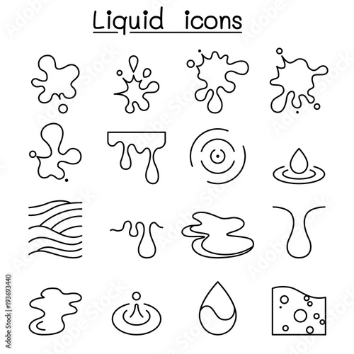 Liquid icon set in thin line style