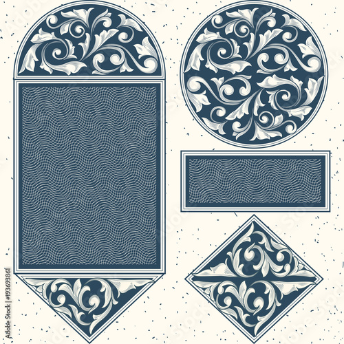 Set of vintage decorative design lements photo