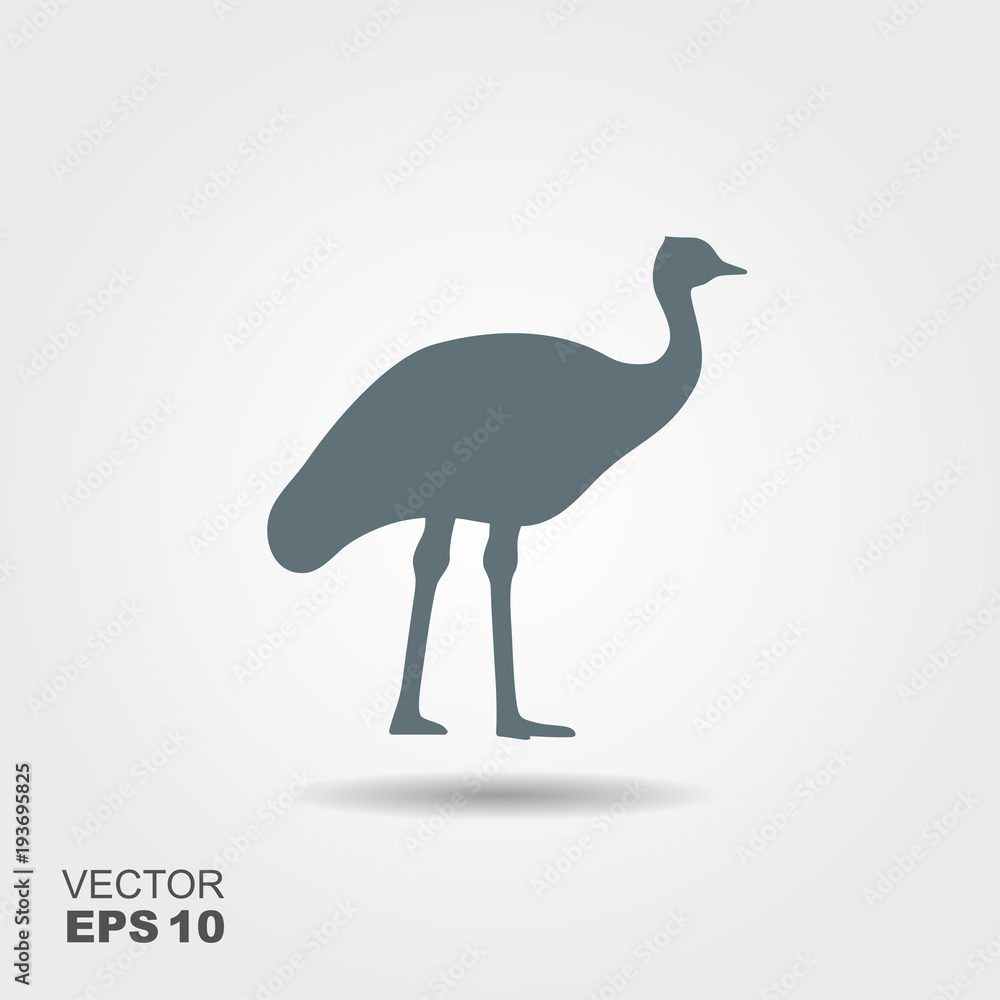 Ostrich icon. Flat vector silhouette Ostrich icon. Flat vector silhouette