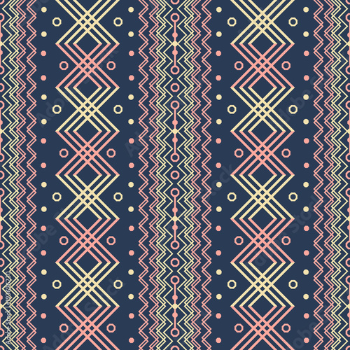 Seamless geometric pattern in boho chic style