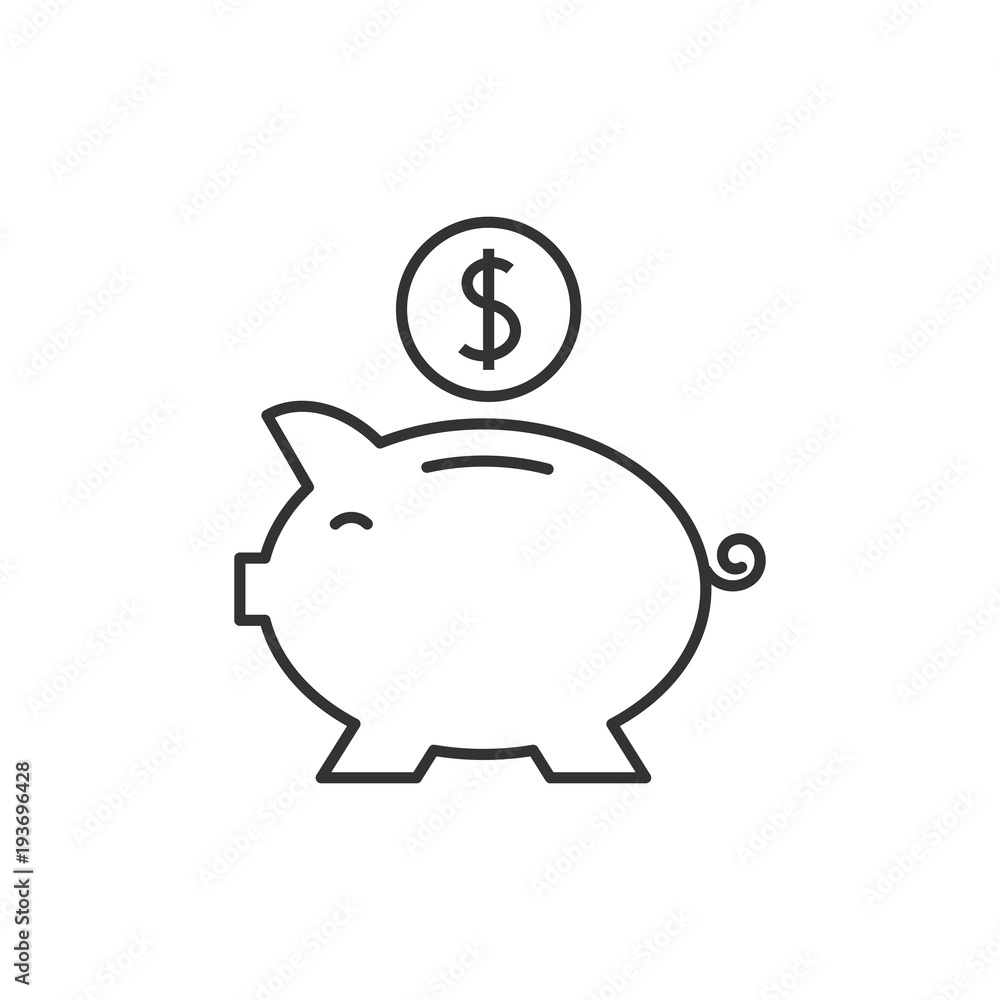 Piggy bank outline icon Piggy bank outline icon