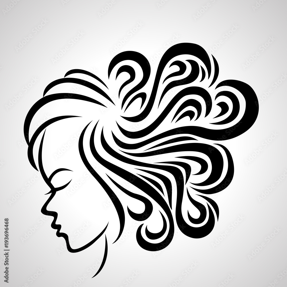 Illustration of women long hair style icon Illustration of women long hair style icon