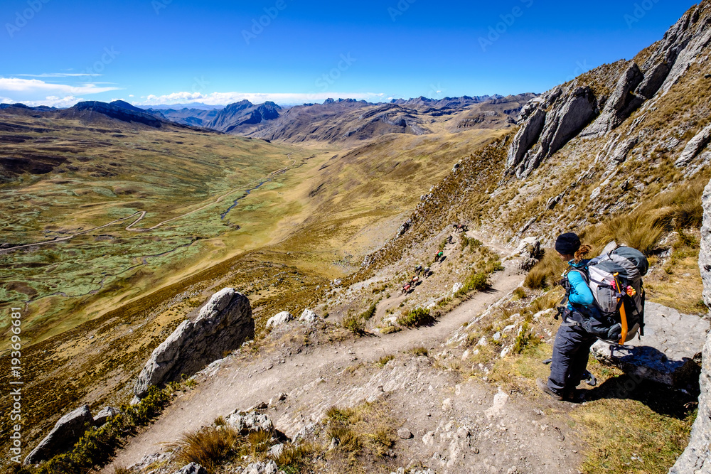 Fototapeta premium Cacanapunta, first pass of the Huayhuash trek in Peru