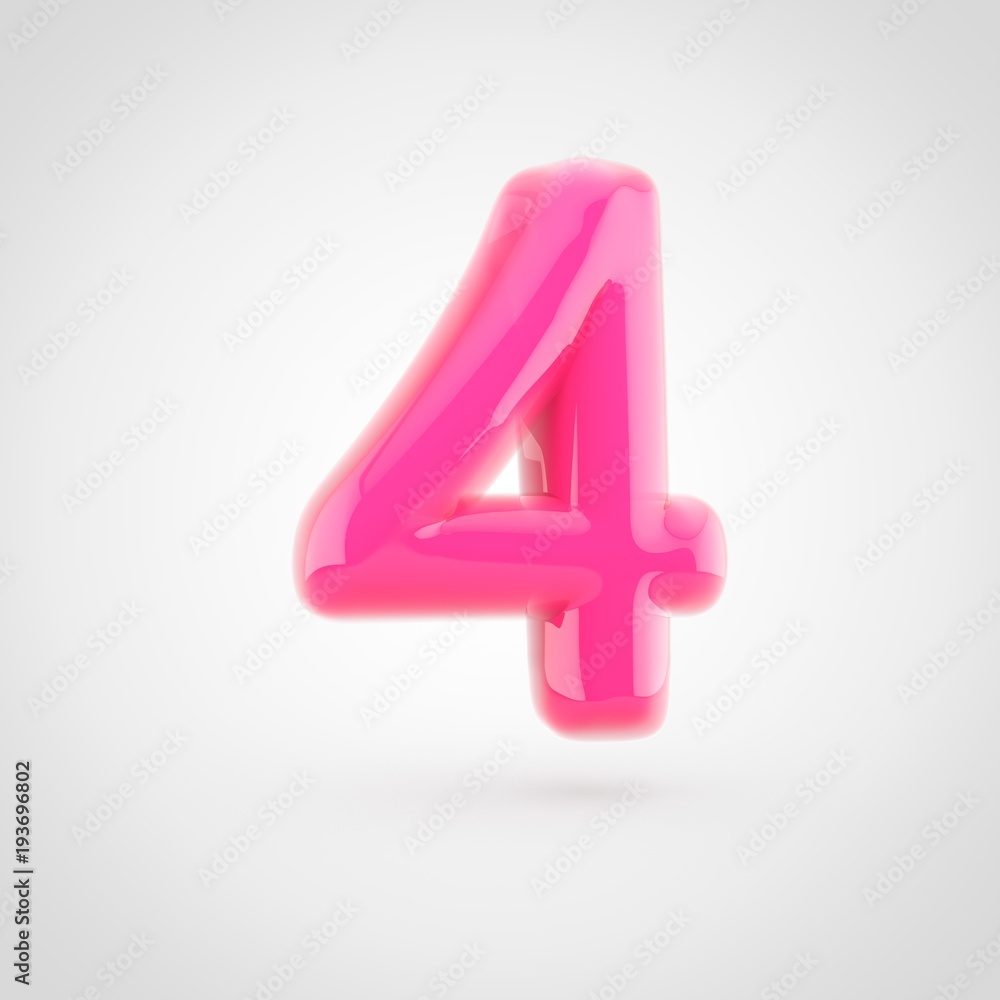 Pink number 4 filled with soft light isolated on white background. Pink number 4 filled with soft light isolated on white background.