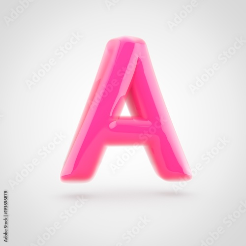 Pink letter A uppercase filled with soft light isolated on white background.