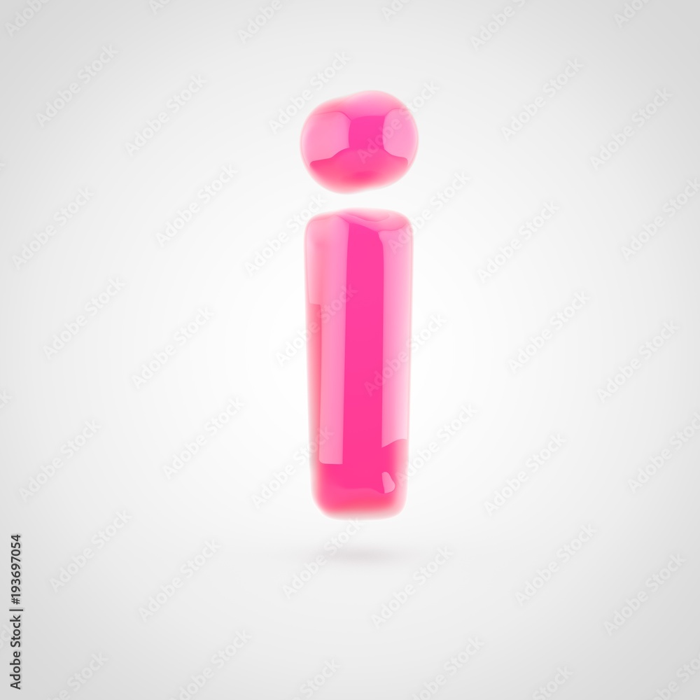 Pink letter I lowercase filled with soft light isolated on white background. Pink letter I lowercase filled with soft light isolated on white background.