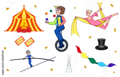 Set of Circus icon silhouette vector illustration