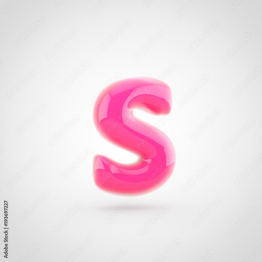 Pink letter S lowercase filled with soft light isolated on white background. Pink letter S lowercase filled with soft light isolated on white background.