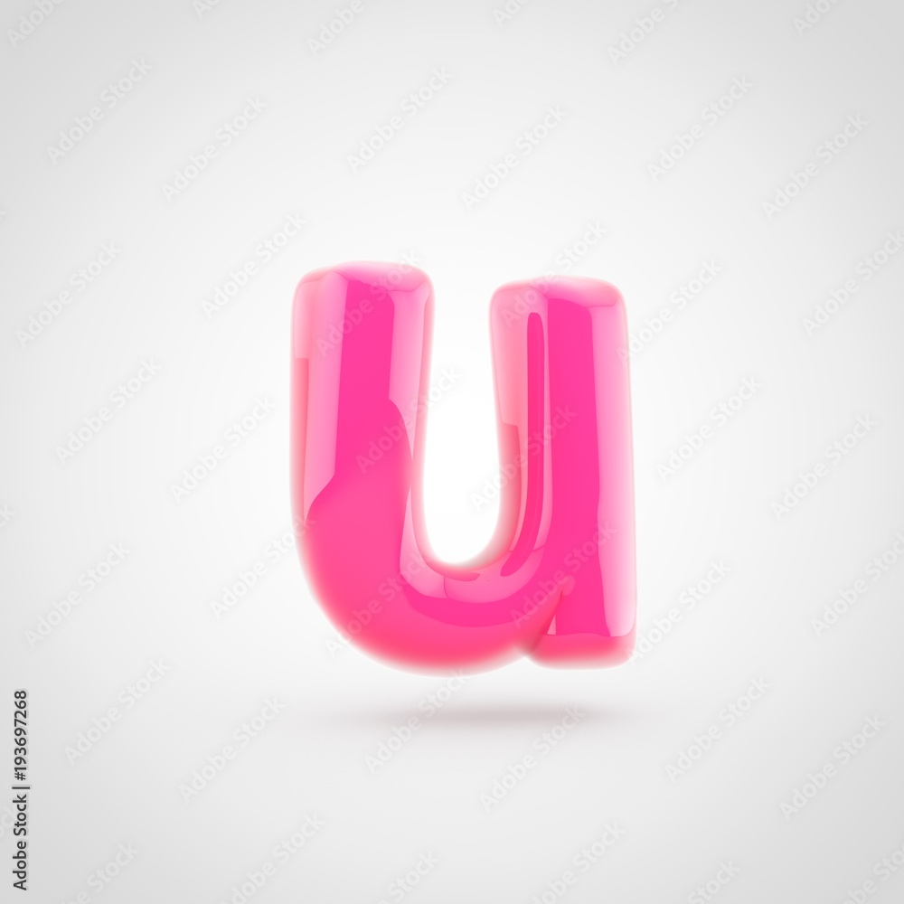 Pink letter U lowercase filled with soft light isolated on white background. Pink letter U lowercase filled with soft light isolated on white background.