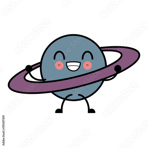 Saturn milkway planet cute kawaii cartoon icon vector illustration