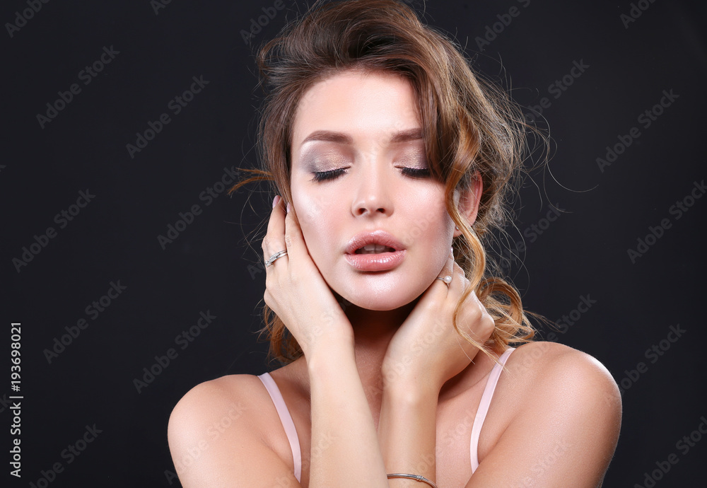 portrait of beautiful delicate woman. Portrait. Beauty. Glamorous look. portrait of beautiful delicate woman. Portrait. Beauty. Glamorous look.
