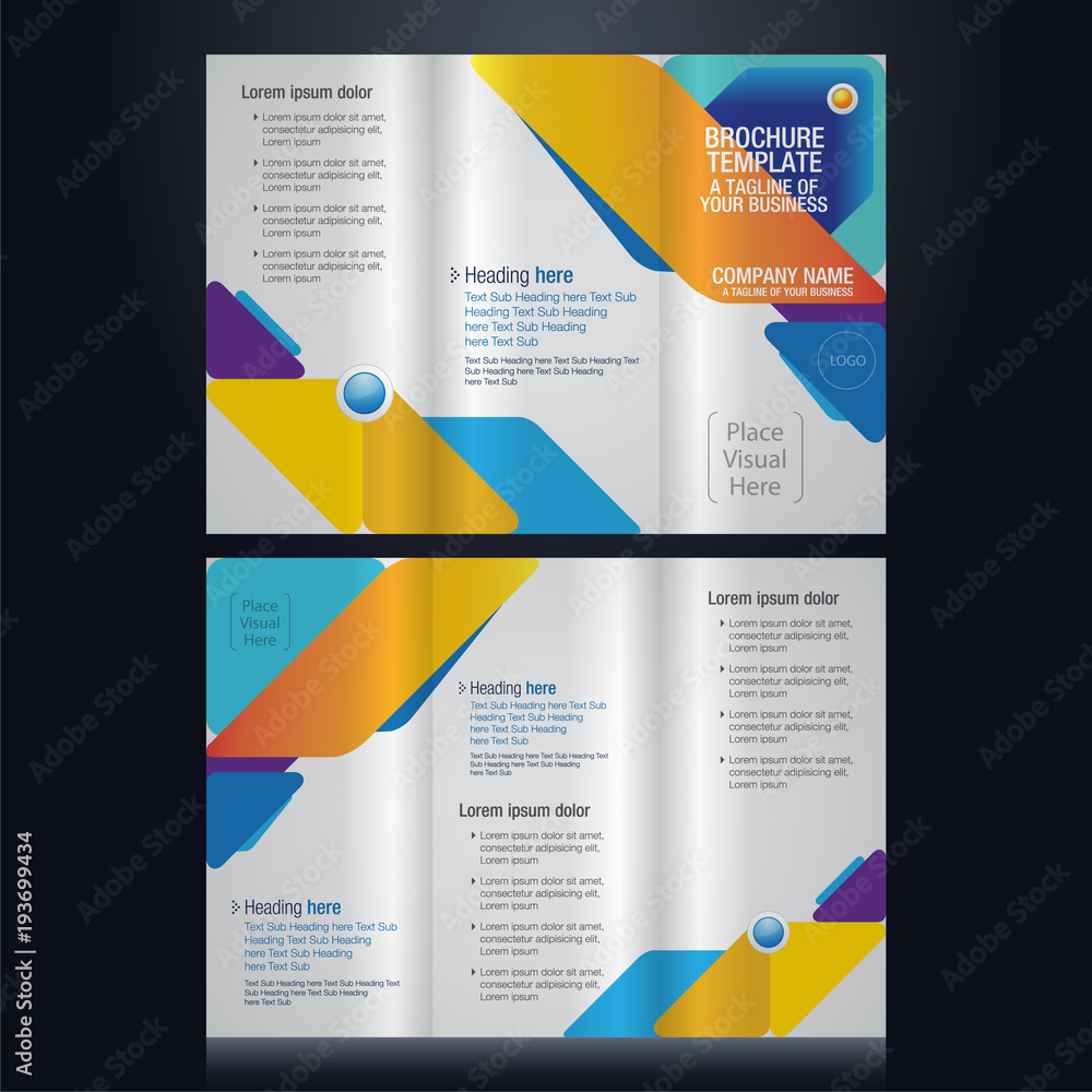 Tri-fold brochure pamphlet flyer layout background vector illustration template color