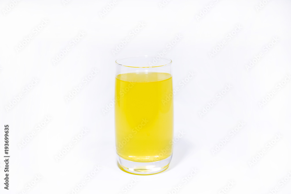 Vitamin C in glass with water. Abstract photo of healthy.
