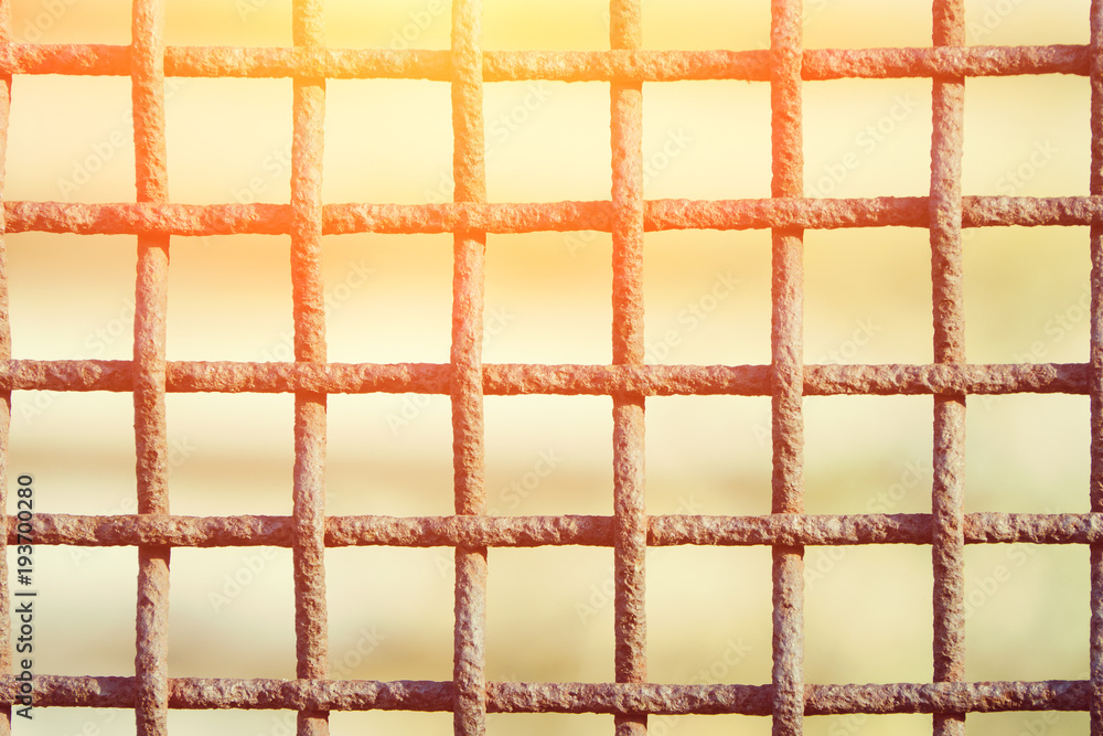 Fototapeta premium Rusty cage close up. Blurred Background