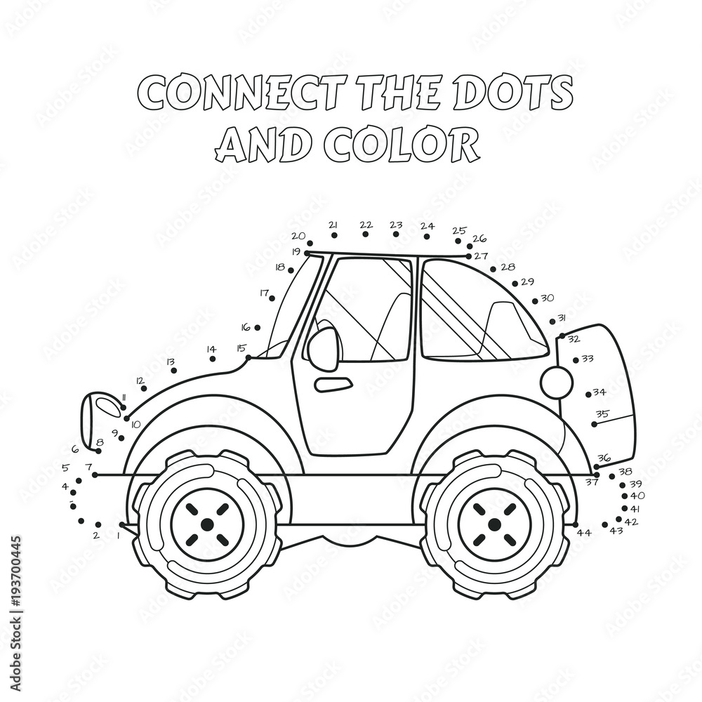 Numbers game, educational connect the dots game for children, Vintage Car.  Stock Vector | Adobe Stock