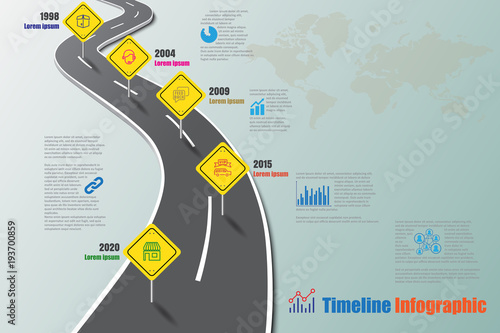 Business road signs map timeline infographic designed for abstract background template milestone element modern diagram process technology digital marketing data presentation chart Vector illustration