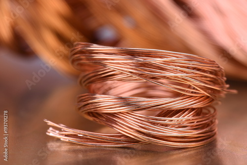 Scrap copper wire for recycling photo