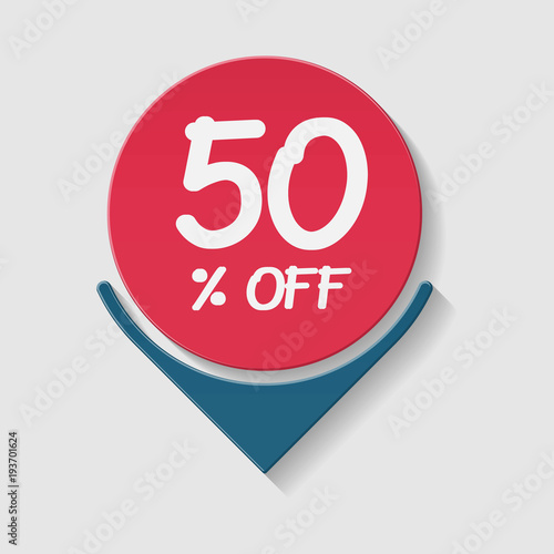 50 percent off, vector badge.