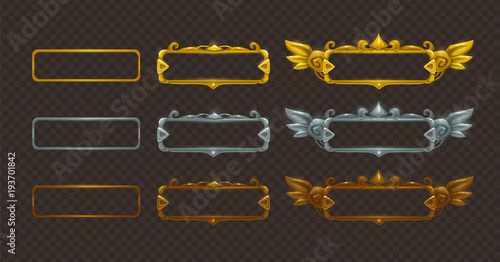 Golden, silver and bronze frames set.