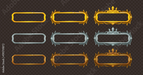 Golden, silver and bronze frames set.