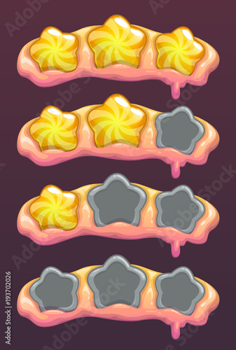 Level complete header with stars.