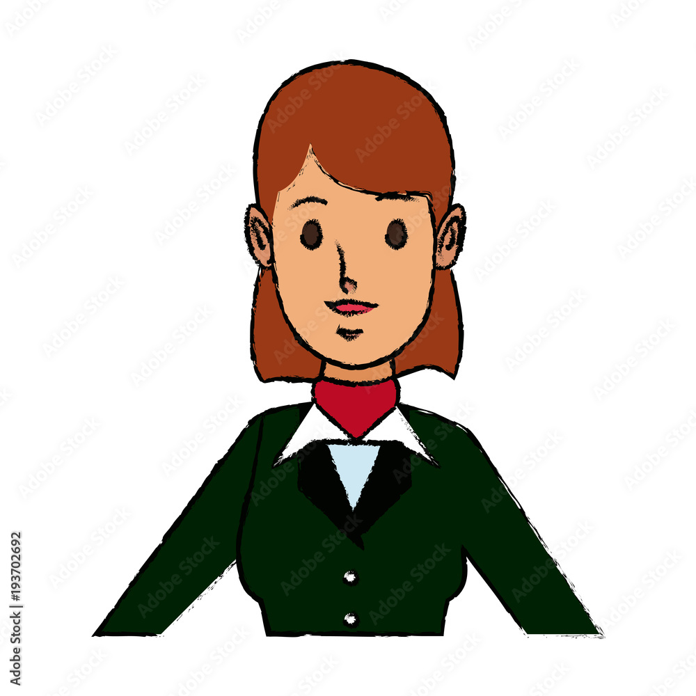 portrait stewardess face employee person character, vector vector illustration