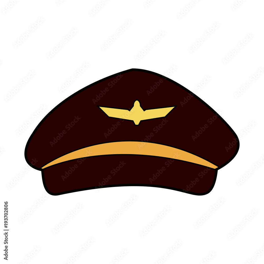airline pilots hat aviator cap with gold insignia vector illustration