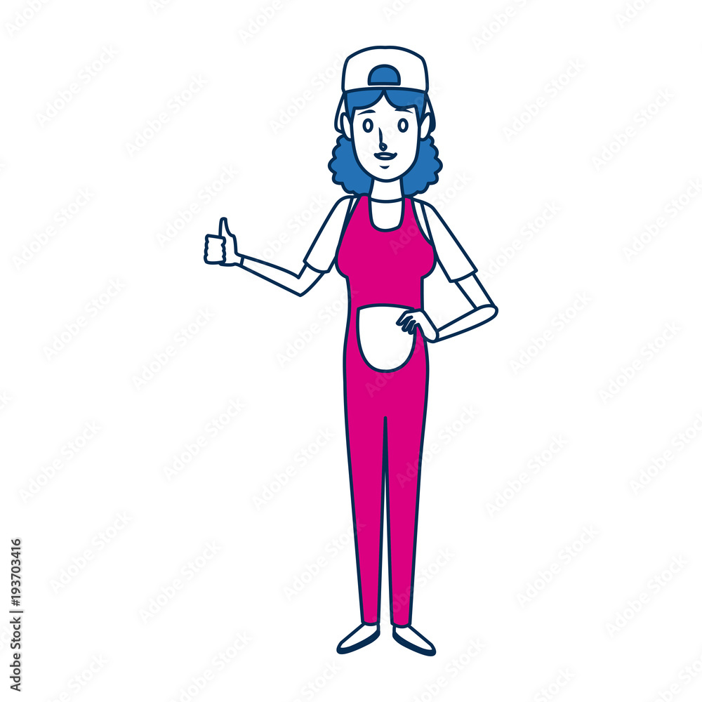 woman painter with cap employee character vector illustration woman painter with cap employee character vector illustration